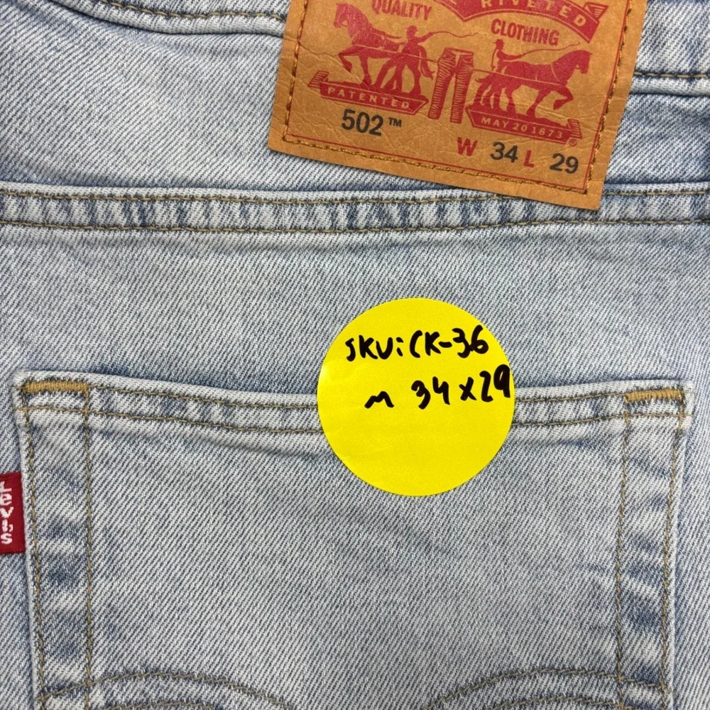 Levis 502 Mens 34x29 Light Distress Jeans Thigh Fade ** Vintage Style ** Denim